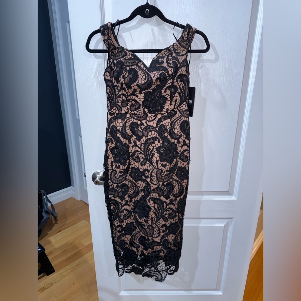 Missguided Black Lace Midi Dress